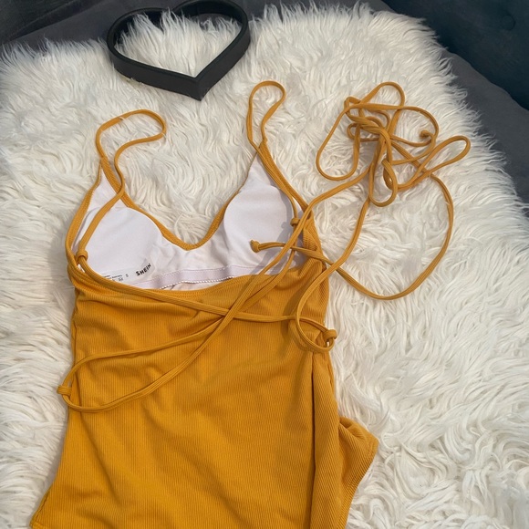 Shein Lace Up High Leg One Piece Swimsuit - Picture 2 of 5